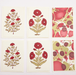 Boxed notecard set scarlet and green floral and marbled pattern-6 cards shown 