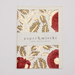 Hand Block Printed Single Card- Flowering Scarlet Red- red, green, and gold ink with belly band packaging
