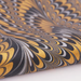 Handmade Indian Cotton Paper- Marbled Peacock pattern with black, silver and gold- detail