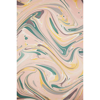 Handmade Indian Cotton Paper- Marbled Waves with many colors- full sheet