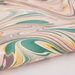 Handmade Indian Cotton Paper- Marbled Waves with many colors- detail