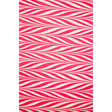 Handmade Indian Cotton Paper- Marbled Candy Stripes red on white full sheet