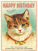 Cavallini & Co. Happy Birthday Cat Puzzle Greeting Card- Vintage-style miniature puzzle birthday card with a cat illustration and 'Happy Birthday' text.