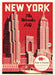 A vintage-style New York City puzzle greeting card featuring a red, cream, and black illustration of skyscrapers, the bridge, and the text 'NEW YORK The Wonder City.' A circular logo at the bottom reads 'Post-a-Puzzle' and 'Cavalini & Co.
