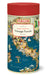Cavallini & Co. Buon Appetito! 1000 Piece Puzzle packaging showing  cylindrical puzzle box with Italian map design and red lid