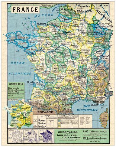 Cavallini & Co. Map of France 1000 Piece Puzzle- image showing finished puzzle
