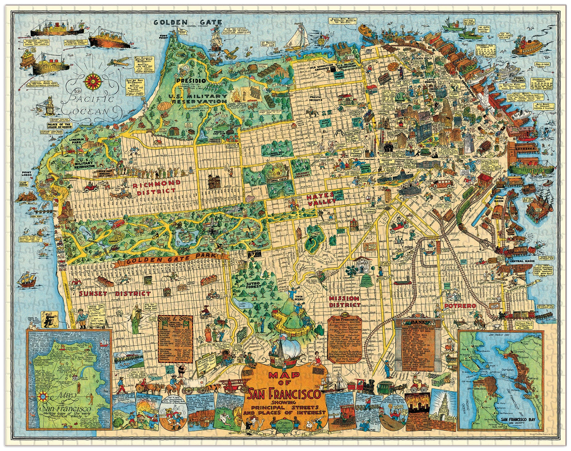 Cavallini & Co. Map of San Francisco 1000 Piece Puzzle finished 