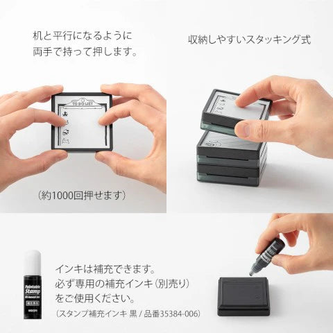 Midori Paintable Stamp Pads shown stacked and being re-inked