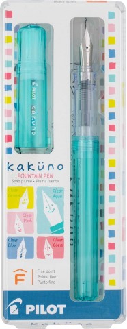 Pilot Kakuno Fountain Pen- New Style with Transparent Body and Cap- aqua pen with fine nib