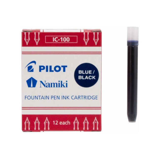 Pilot Fountain Pen Ink Cartridges- Blue/Black 12 pack