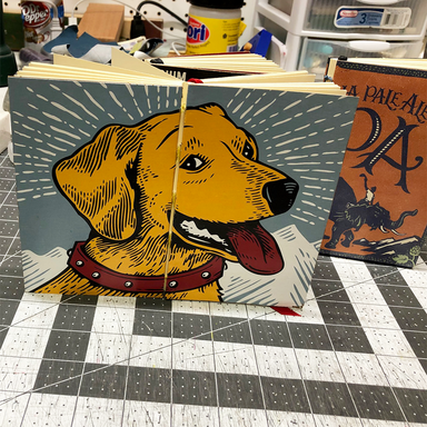 Beer Journal class sample cover with dog illustration