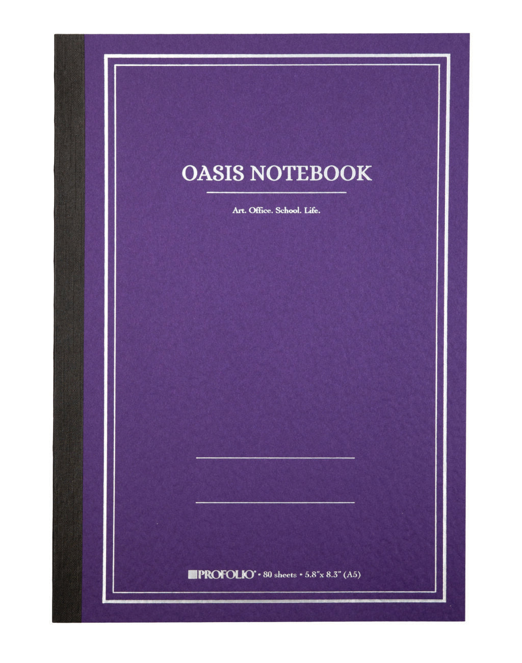 ProFolio Oasis Notebook- new Purple color.  Image shows a notebook with 'Oasis Notebook' branding on a white background