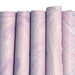 Handmade Marbled Paper- Lavender with Silver and Red 5 sheets rolled to show pattern variations