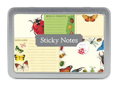 Cavallini & Co. Sticky Notes Tin- Bugs & Insects image showing tin with notes