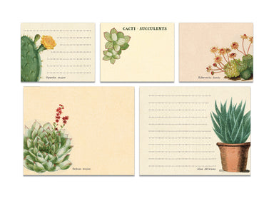 Cavallini & Co. Sticky Notes Tin- Succulents images showing all five designs in set