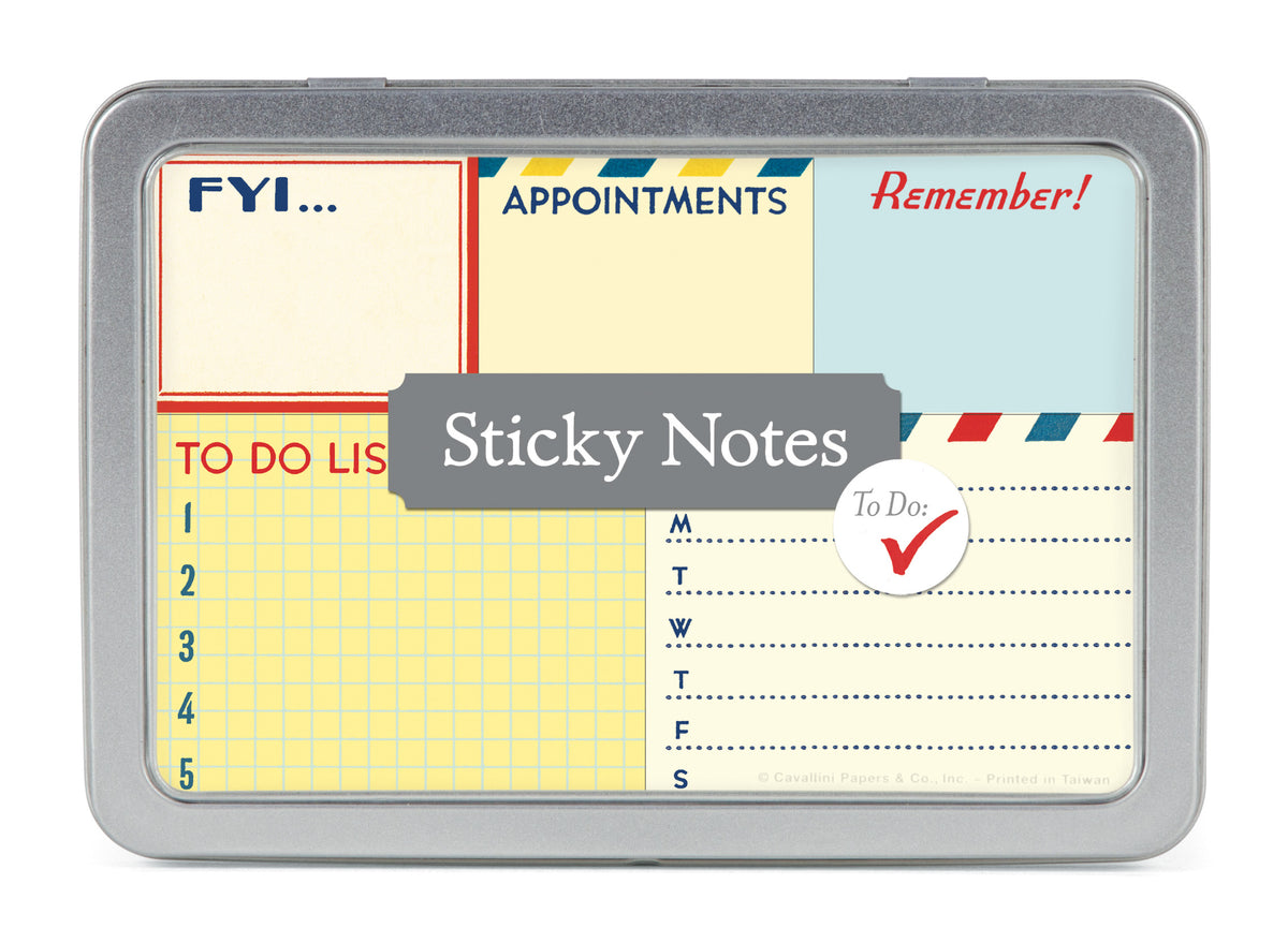 Cavallini & Co. Sticky Notes Tin- To Do Notes — Two Hands Paperie
