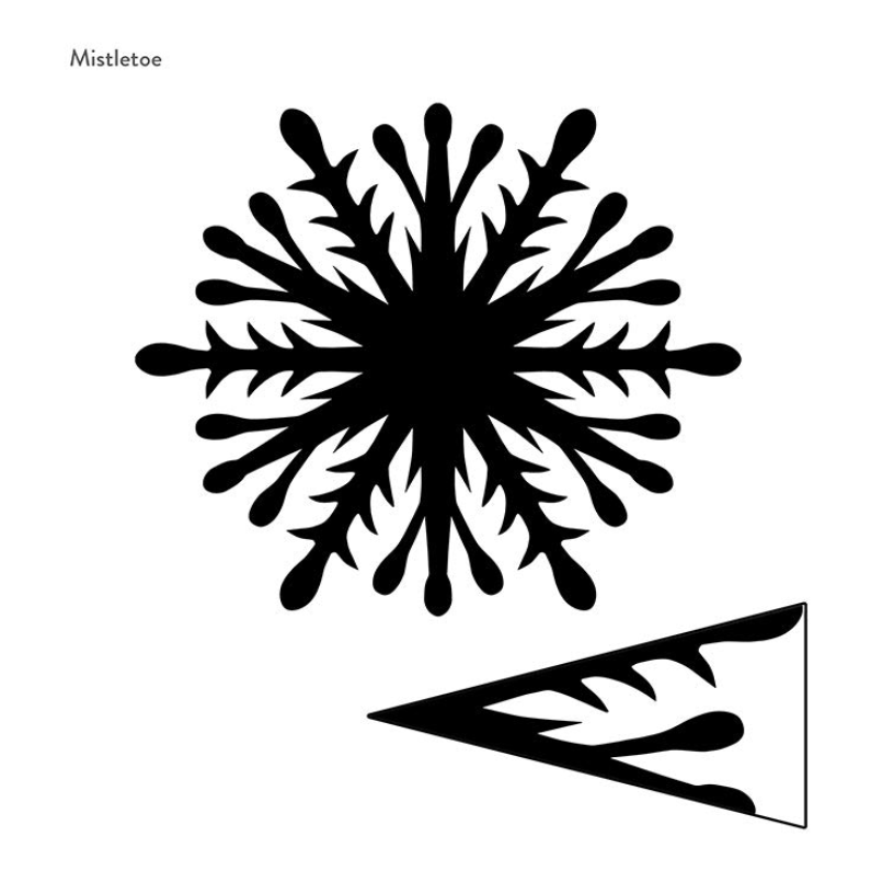 "Mistletow" snowflake pattern- open and folded triangle
