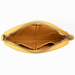 An open yellow pouch shown from above, revealing four interior pockets along with main pouch shown empty, zip-around closure, on a plain white background.