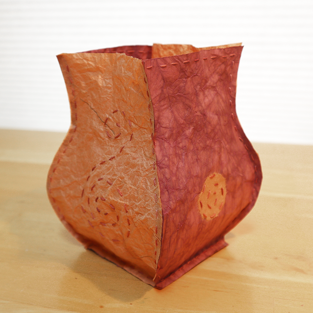 Paper Vessels - Momigami  class sample with stitching pattern