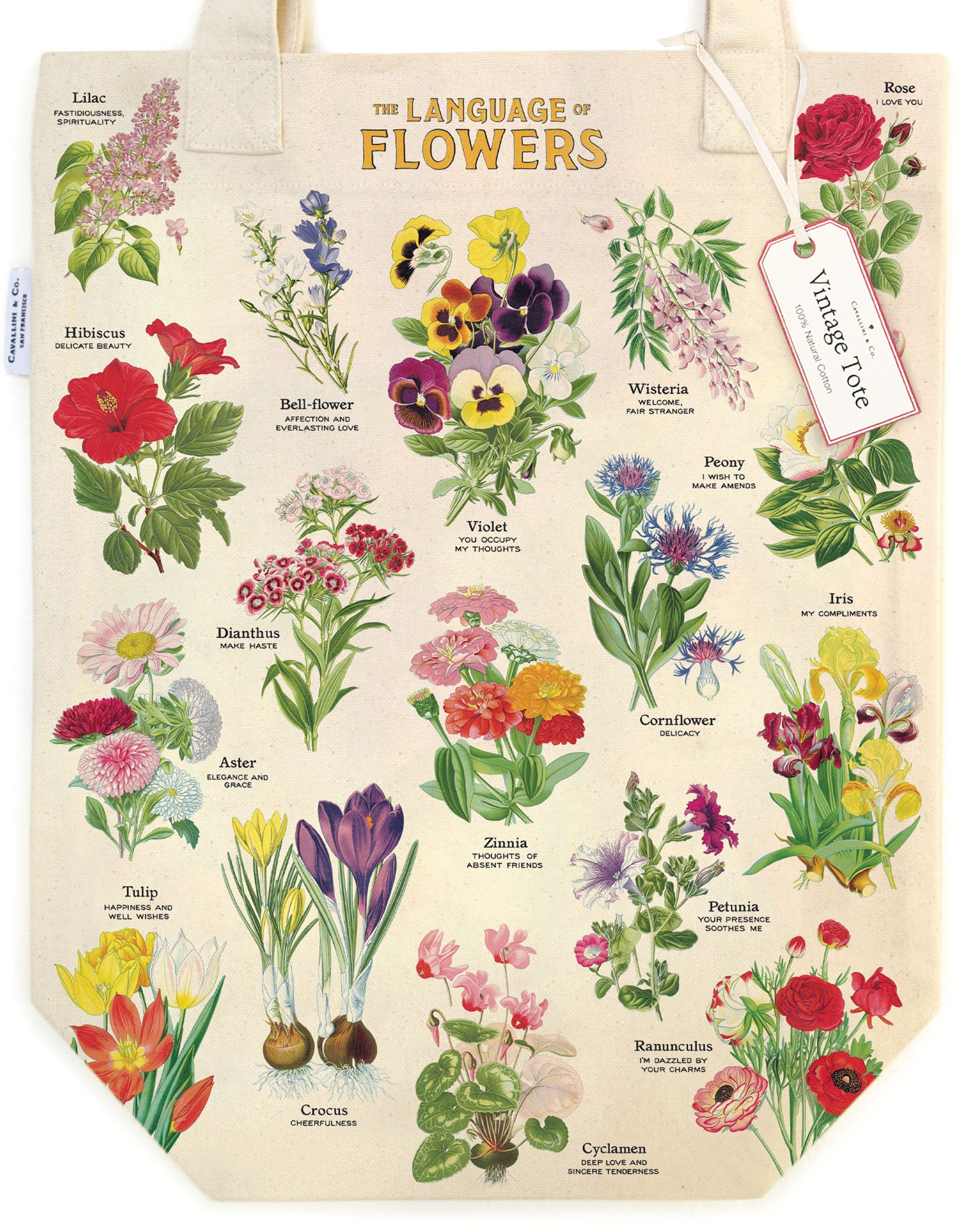 Cavallini & Co. Language of Flowers Cotton Tote Bag