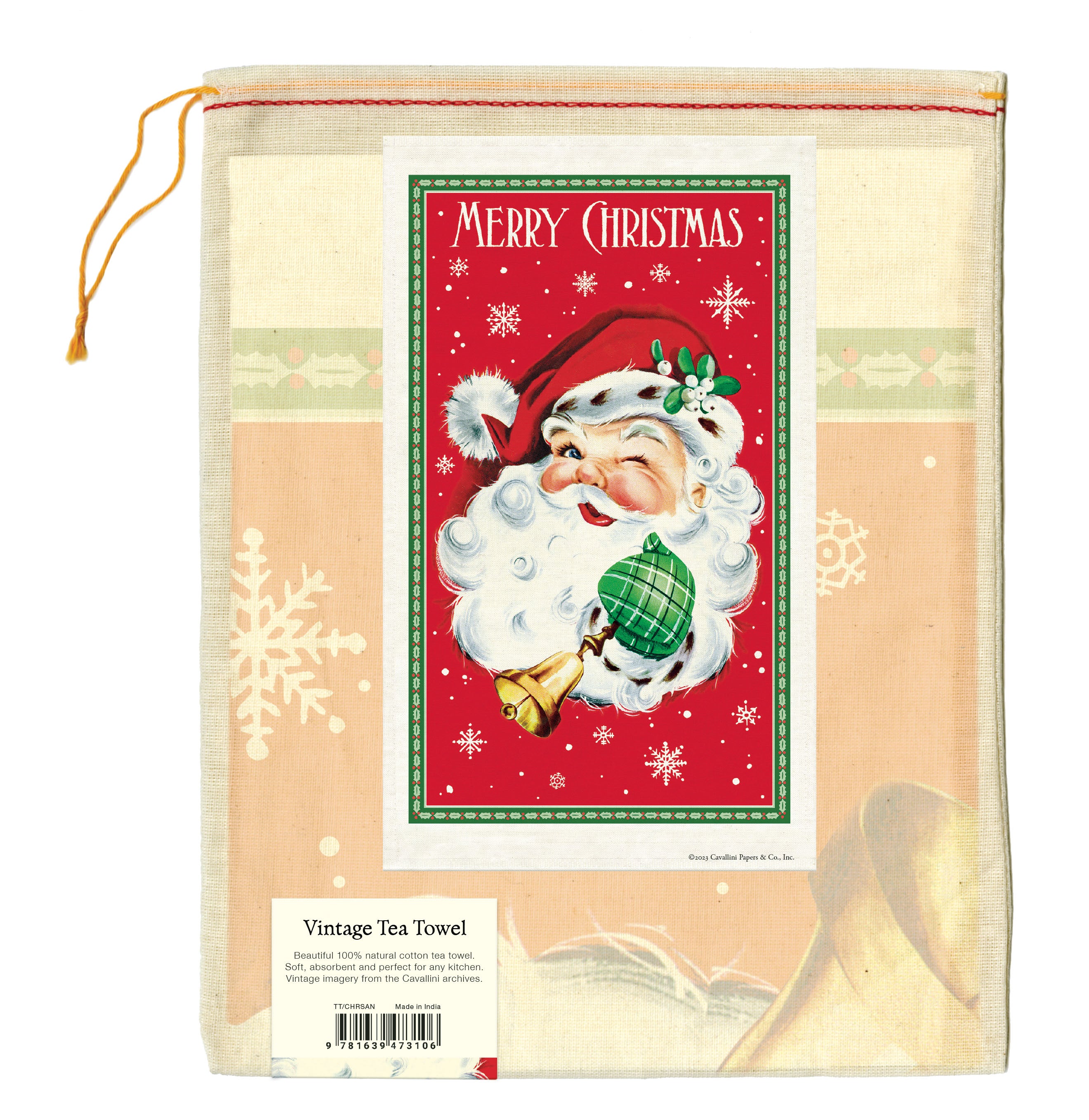 Cavallini & Co. Santa Claus Holiday Cotton Tea Towel