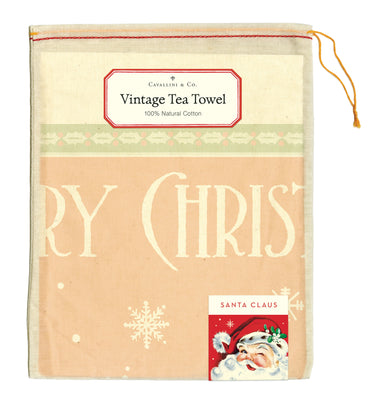 Cavallini & Co. Santa Claus Holiday Cotton Tea Towel package