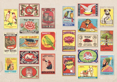 The Curious Collections Sticker Book- example pages of vintage stickers