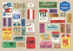 The Curious Collections Sticker Book- example pages of vintage travel tag stickers