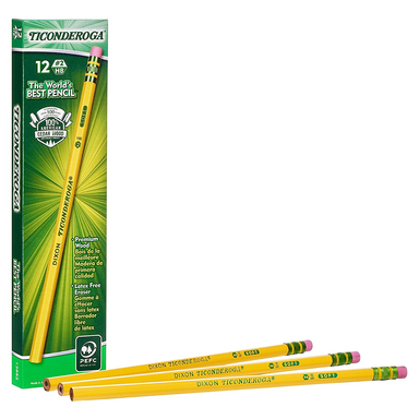 Ticonderoga #2/HB Graphite Pencils- box of 12 and 3 pencils shown