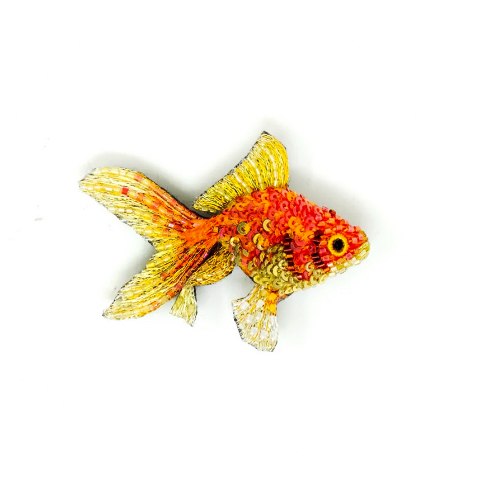 Fantail Goldfish Beaded Brooch Pin