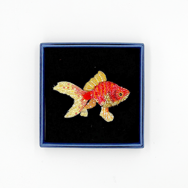 Fantail Goldfish Beaded Brooch Pin in box