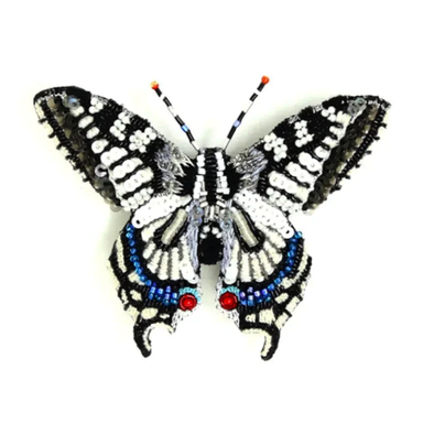 Old World Swallowtail Butterfly Beaded Brooch Pin