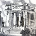 Black and white Masonic temple sketch- detail