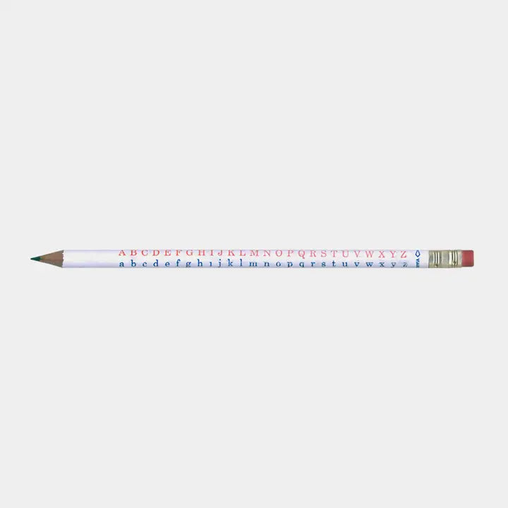 Alphabet pencil- a single pencil with a colorful alphabet on a white background