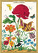Cavallini & Co. Flora and Fauna Decorative Paper featuring illustrations of flowers and butterflies with a gold frame, labeled 'Flora & Fauna'.