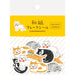 Furukawashiko cat-themed paper sticker pack in Japanese, featuring illustrated cats in orange, black, white, and gray with red bowties on a yellow and white card backing.