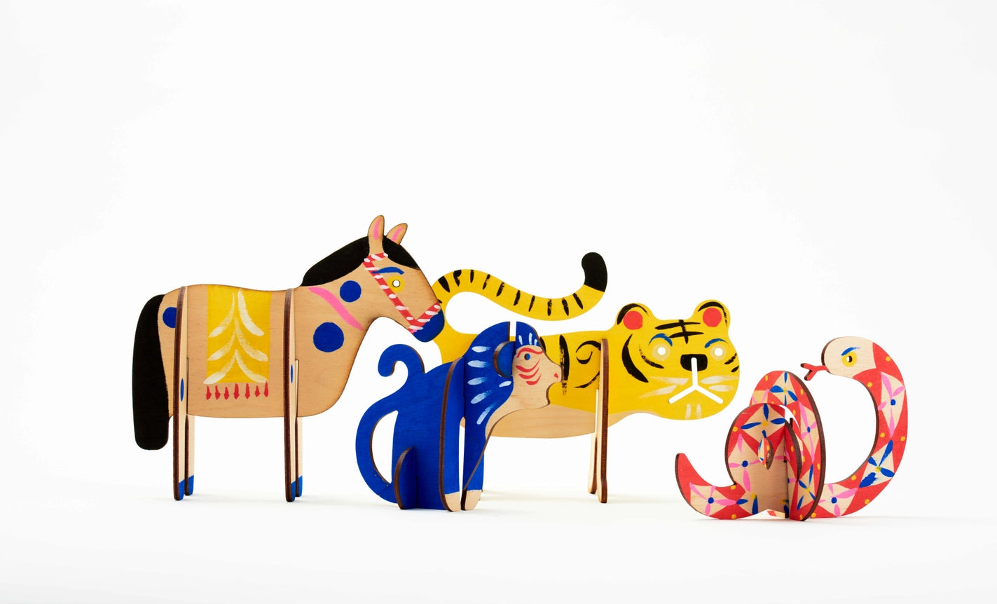 Asian Zodiac Decorations Craft Kit- finished, painted animals example