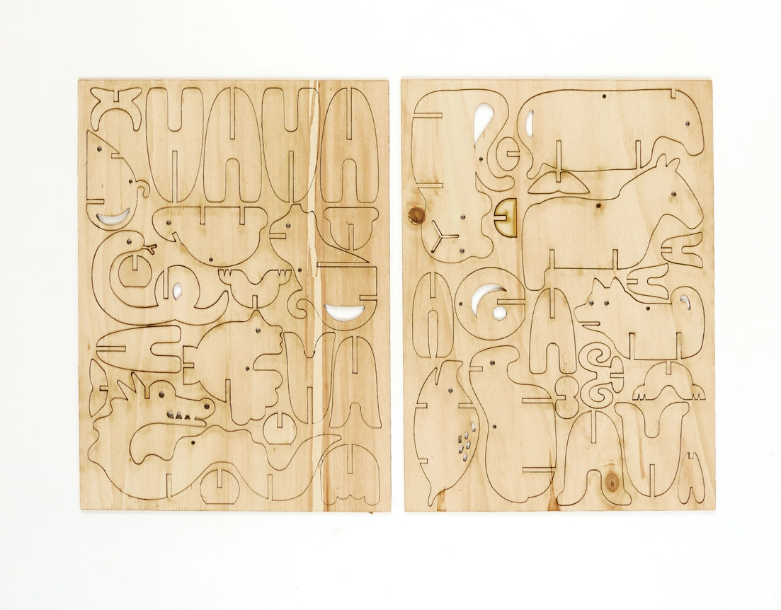 Asian Zodiac Decorations Craft Kit showing unfinished sheets of wood 