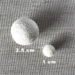 Wool Felt Pom Pom Balls - 2.5 and 1 cm size comparison- natural color