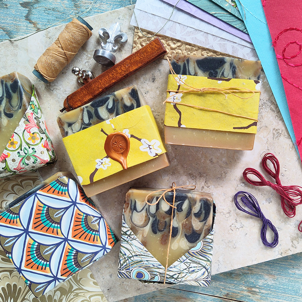 Natural Soap - A Hands-On Workshop  soap samples with decorative wrapping options