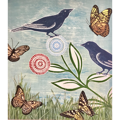 Block Printing – the Birds & the Bees class sample