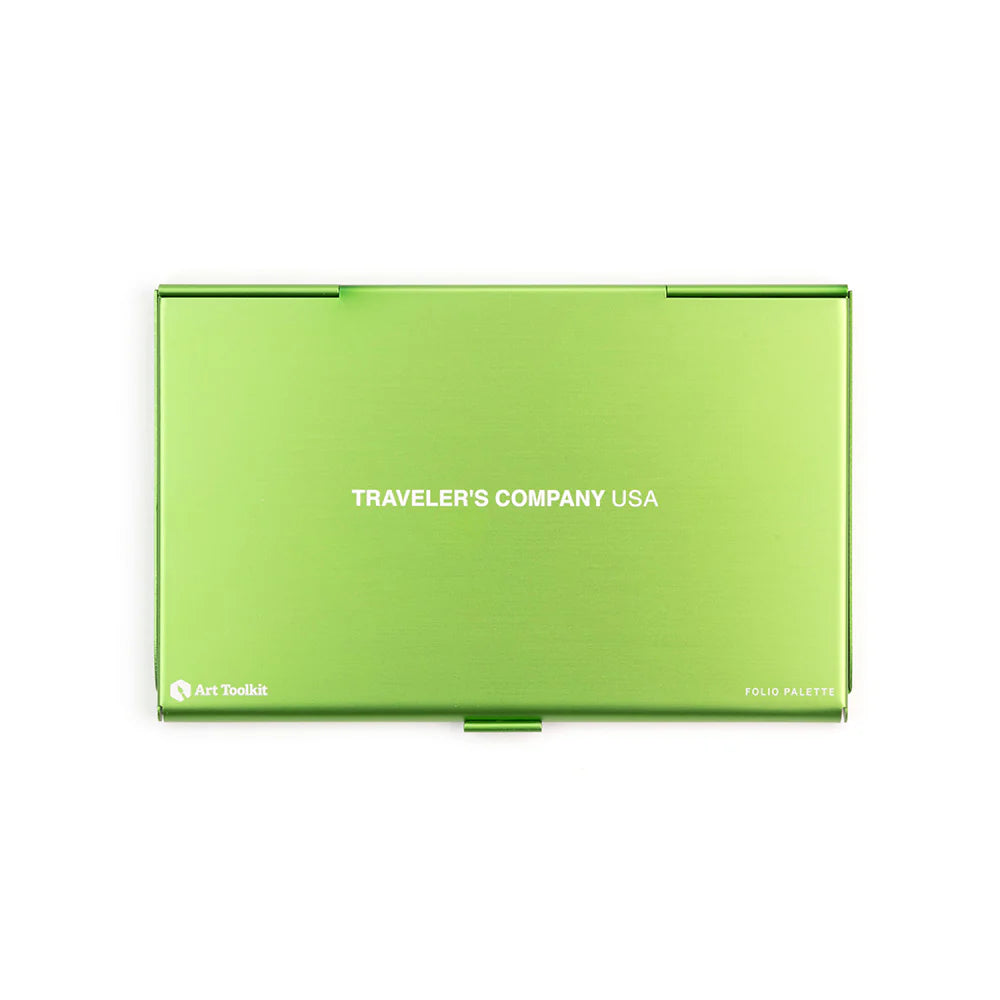 TRC USA and Art Toolkit Limited Edition Folio Palette in Green back of palette with TRC logo