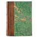 Marbled Italian Journal- 5x7 Inches, Lined Pages- Notebook with green marbled cover and brown leather binding on a white background
