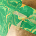 Handmade Indian Cotton Paper- Marbled Emerald -Free Spirit- green and gold-  wrapped package with flat sheet