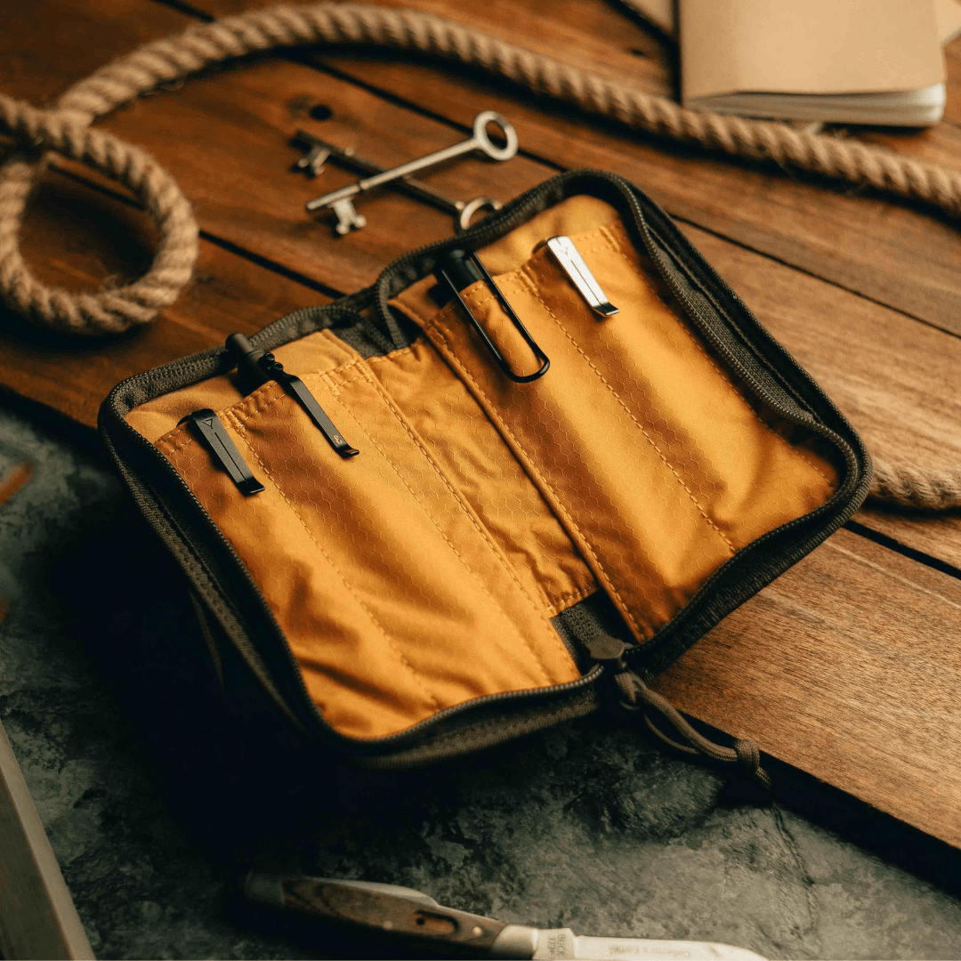 Lochby Quatro Pen Pouch open on desk