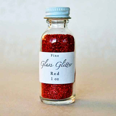Authentic German Glass Glitter- Red in 1 oz glass bottle