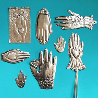 eight class samples of metal embossed hand ornamenmts