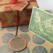 Lo-Tech Printing samples used as holiday gift wrap and card