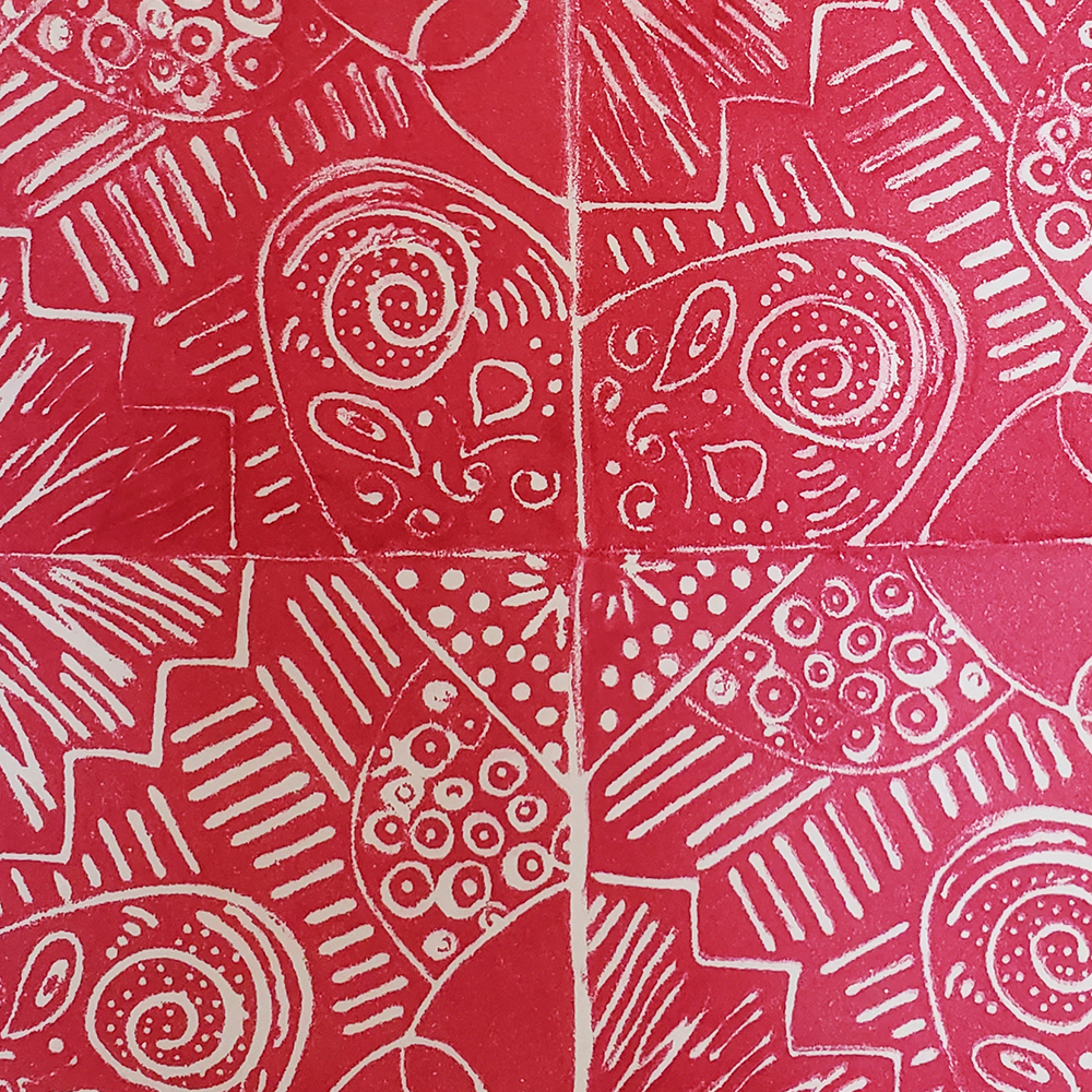 Lo-Tech Printing sample tiled pattern of red heart