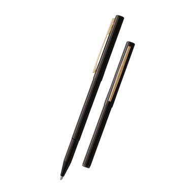image of Fisher Stowaway Ballpoint- Black with Clip shown open and closed